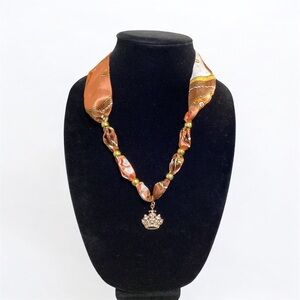 (#81) Hand Crafted Brown and Gold Necklace with Minimalist Design